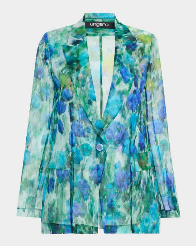 Aimee Sheer Floral-Print Jacket